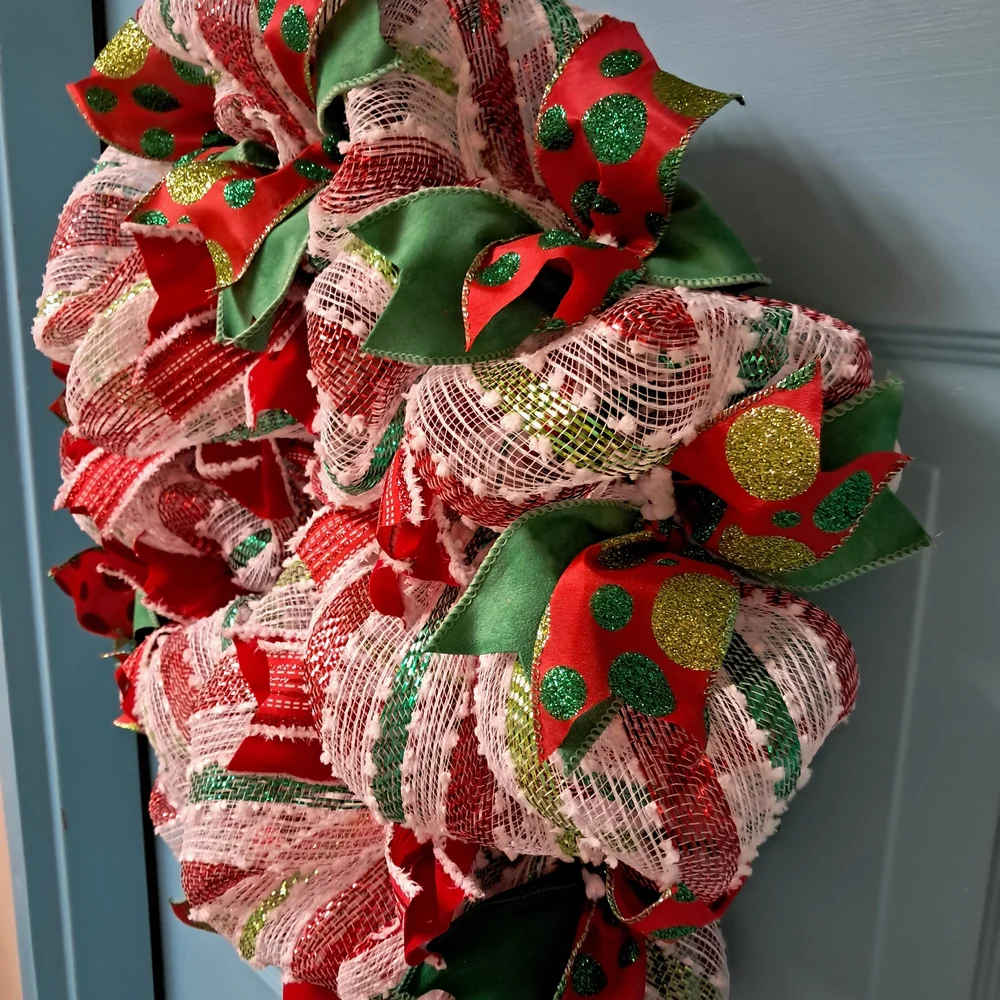 Christmas Festive Red and Green Holiday Wreath